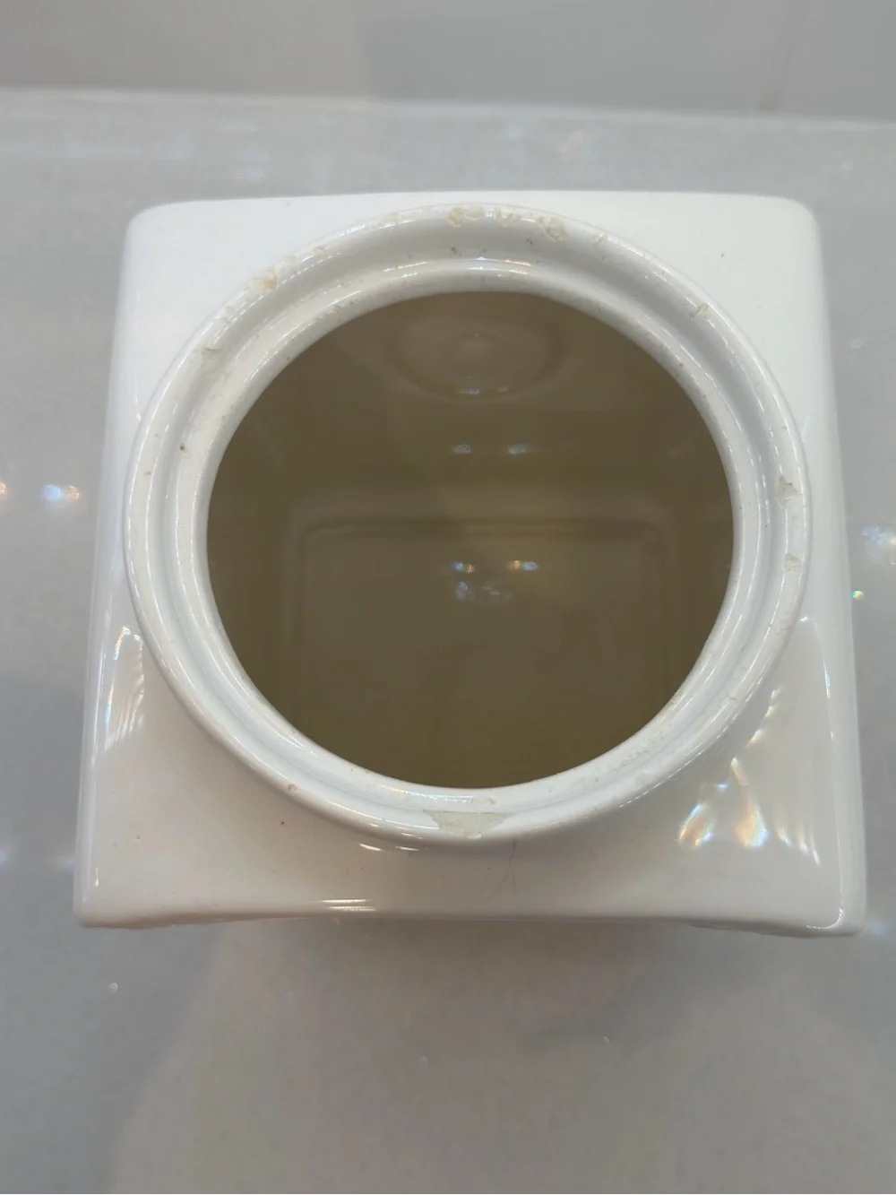 White Ceramic Flour Canister with Bamboo Lid